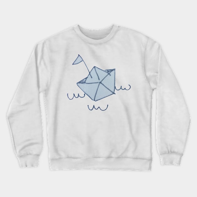 origami sailboat in the morning Crewneck Sweatshirt by prettyguardianstudio